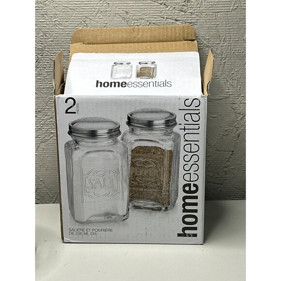 Home Essentials Salt & Pepper Shaker Set Glass, Large & Chunky - Picture 2 of 3